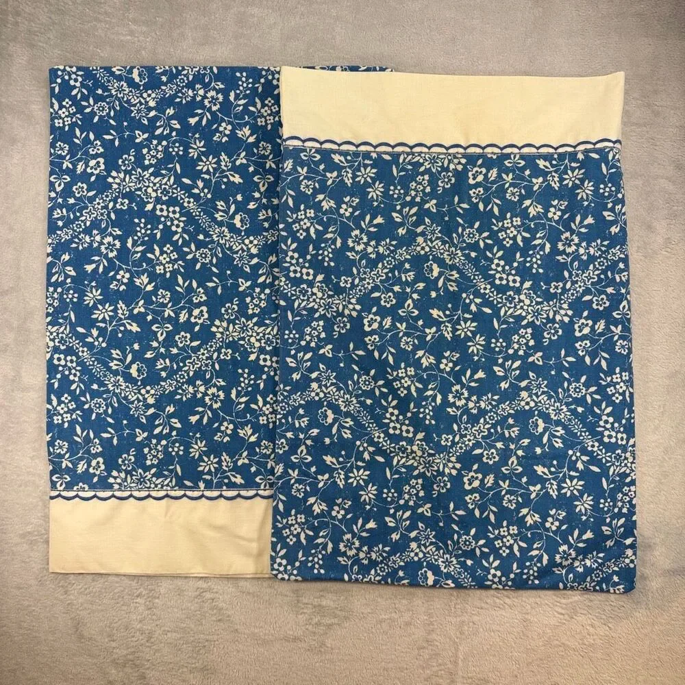 Vintage Block Print Floral Muslin Standard Pillowcases Set of 2 G